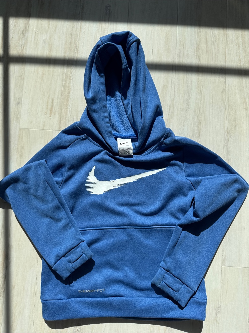 Nike Blue Thermafit Hoodie with White Swoosh